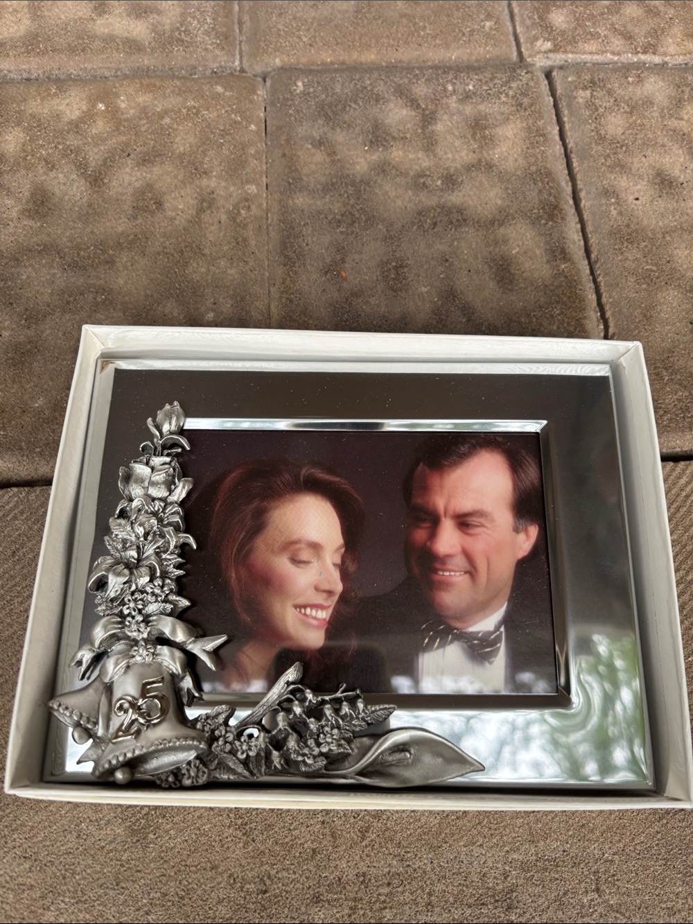 25 th anniversary Silver Floral Decorative Picture Frame - Home Accents